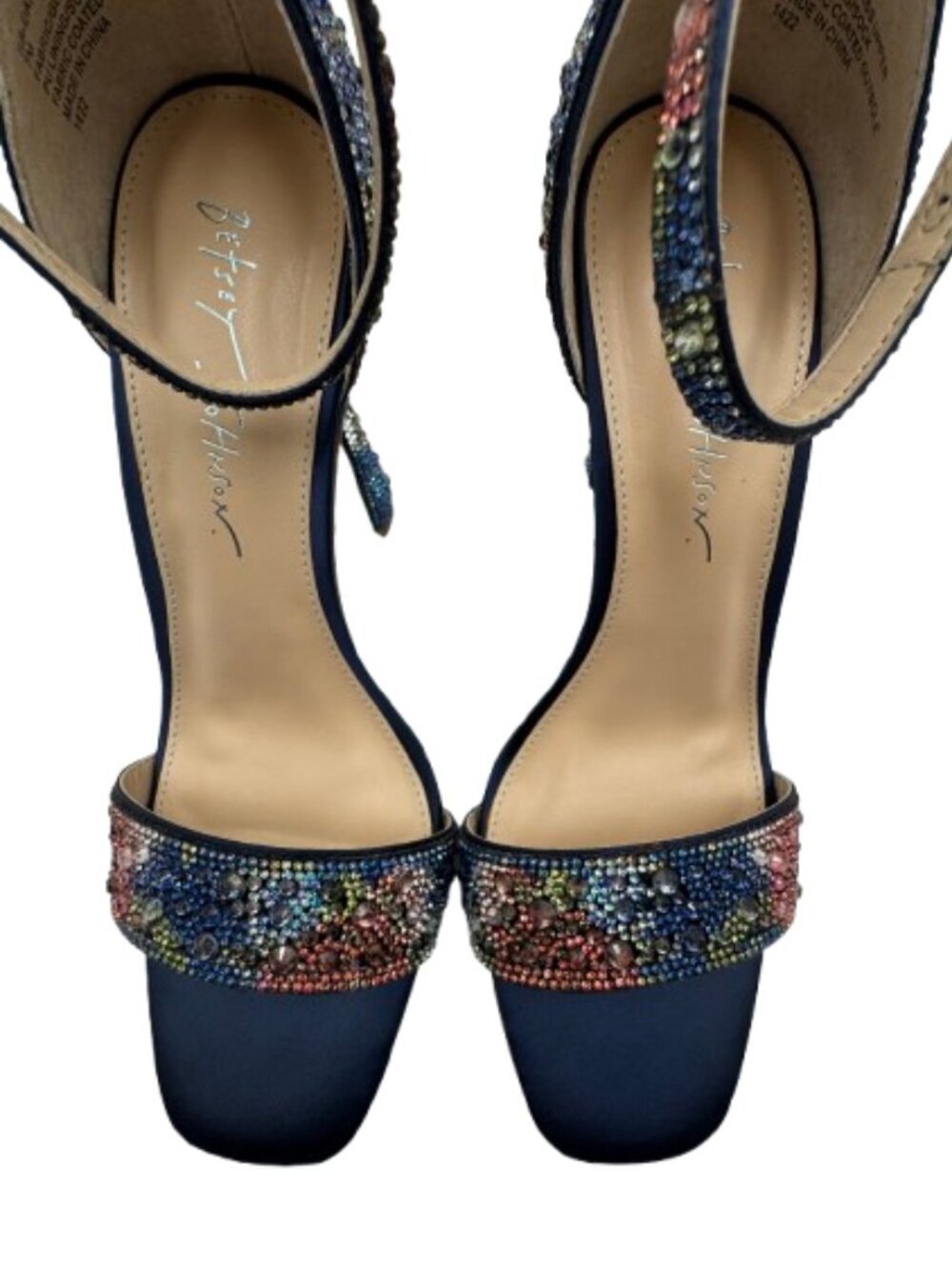 Betsey Johnson Women's Dani Ankle Strap Navy Floral Sandals Size 7 - Picture 6 of 12